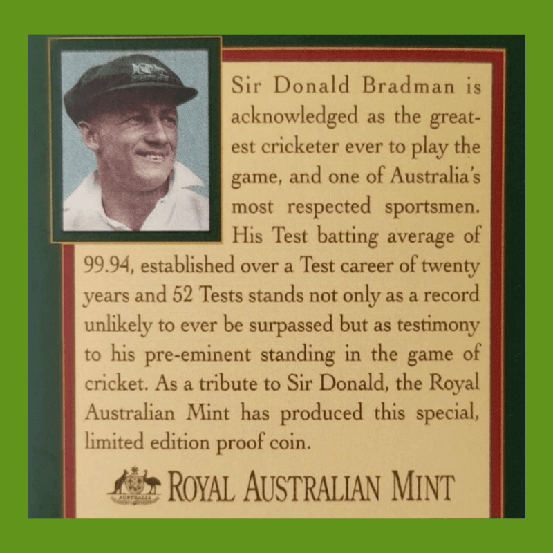 1996 $5 Sir Donald Bradman Aluminium Bronze Proof Coin Display Boxed