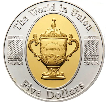 Australian Heritage Silver 5 Dollar Proof Coin 2003 Rugby World Cup
