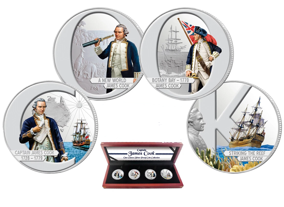 Cook Islands 2009 Captain James Cook Silver Proof 4 Coin Set