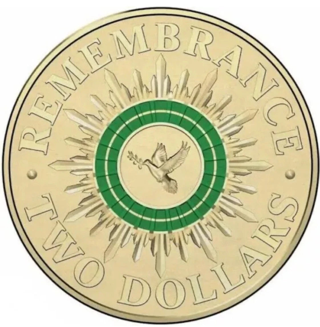 2014 Anzacs PNC Remembrance Day Green Dove UNC Coloured $2 Coin & Stamp Cover