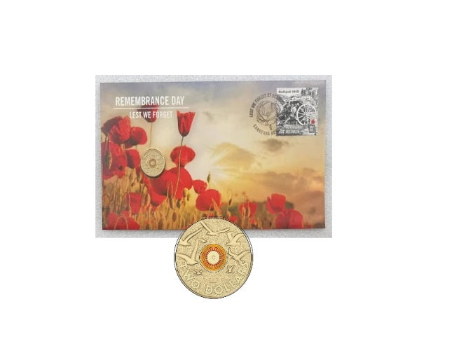 2015 Remembrance Day “Lest We Forget” $2 Coloured Coin Cover – Limited Edition