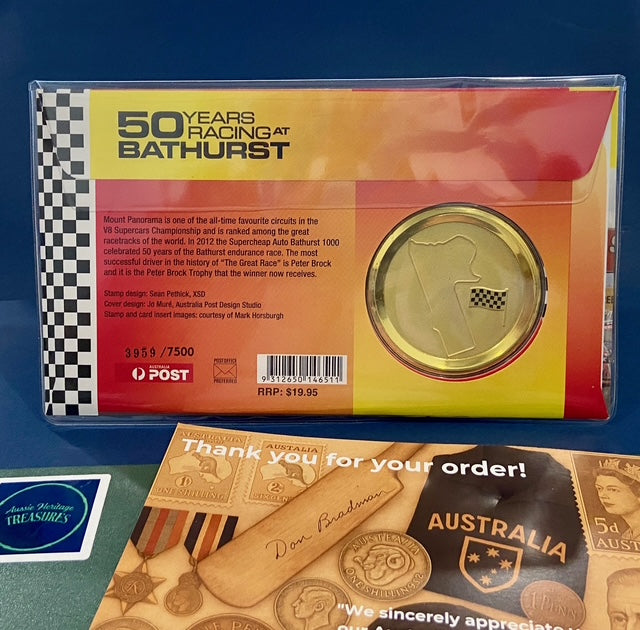 2012 50 Years Racing At Bathurst commemorative Gold plated Medallion