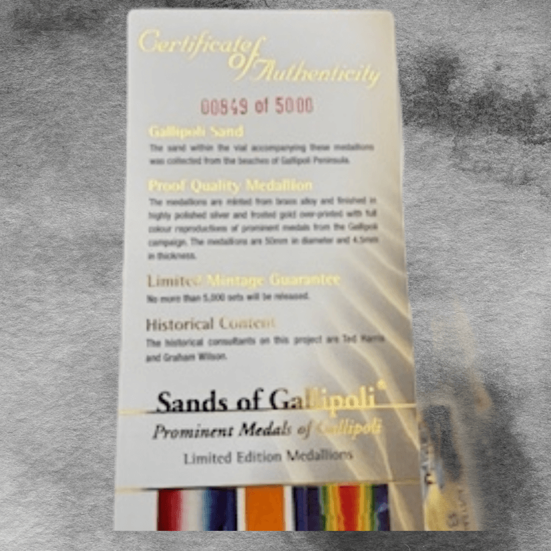 Sands Of Gallipoli 2009 release Limited Edition Medallions