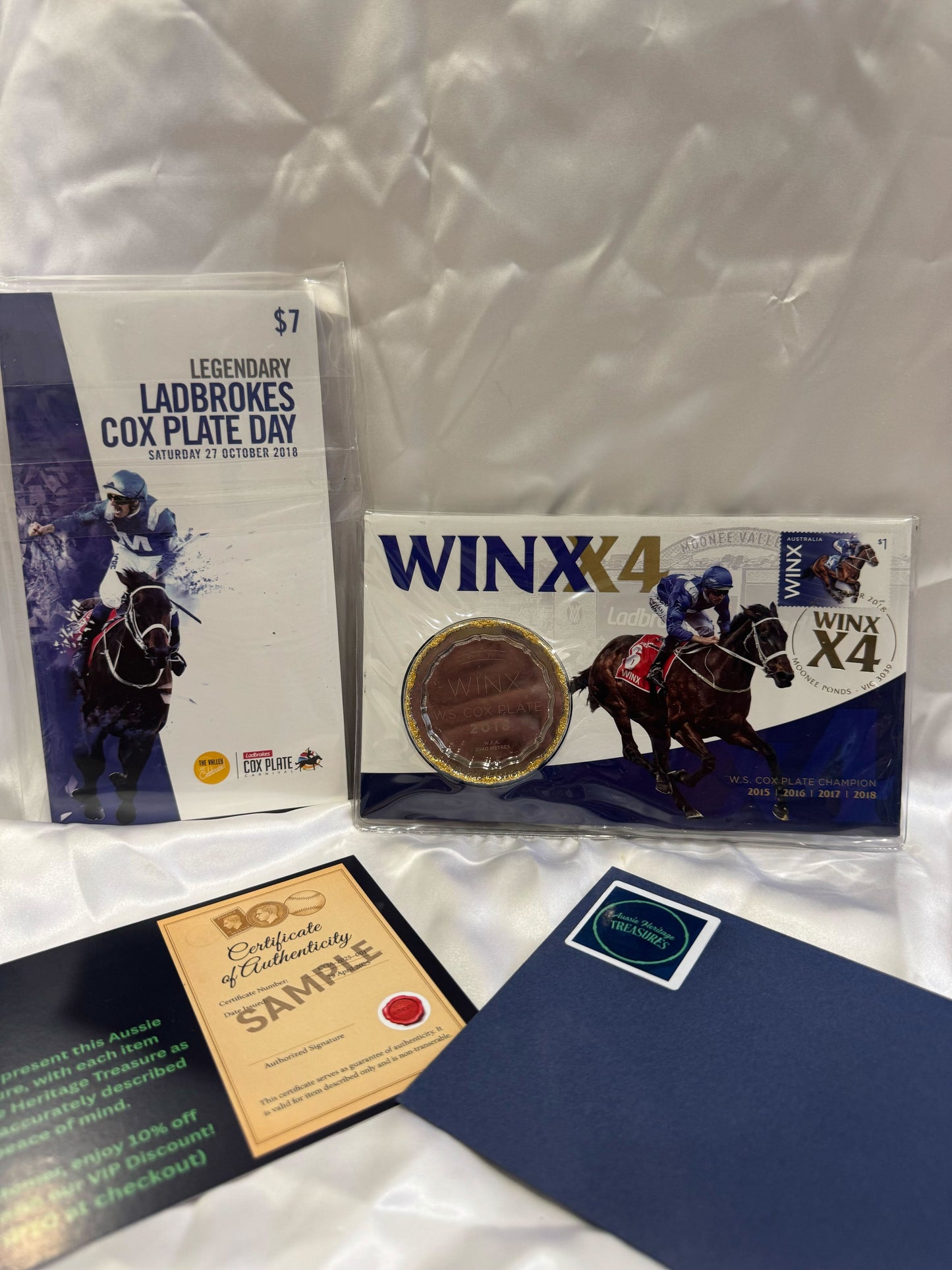 2018 WINX X4 W.S. Cox Plate Champion Medallion Cover PNC with Ladbrokes Race Day Booklet