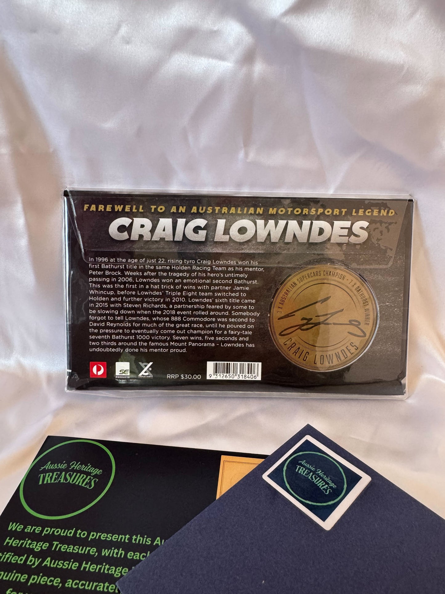 2018 Craig Lowndes 888 Supercars Legend Medallion & Stamp PNC
