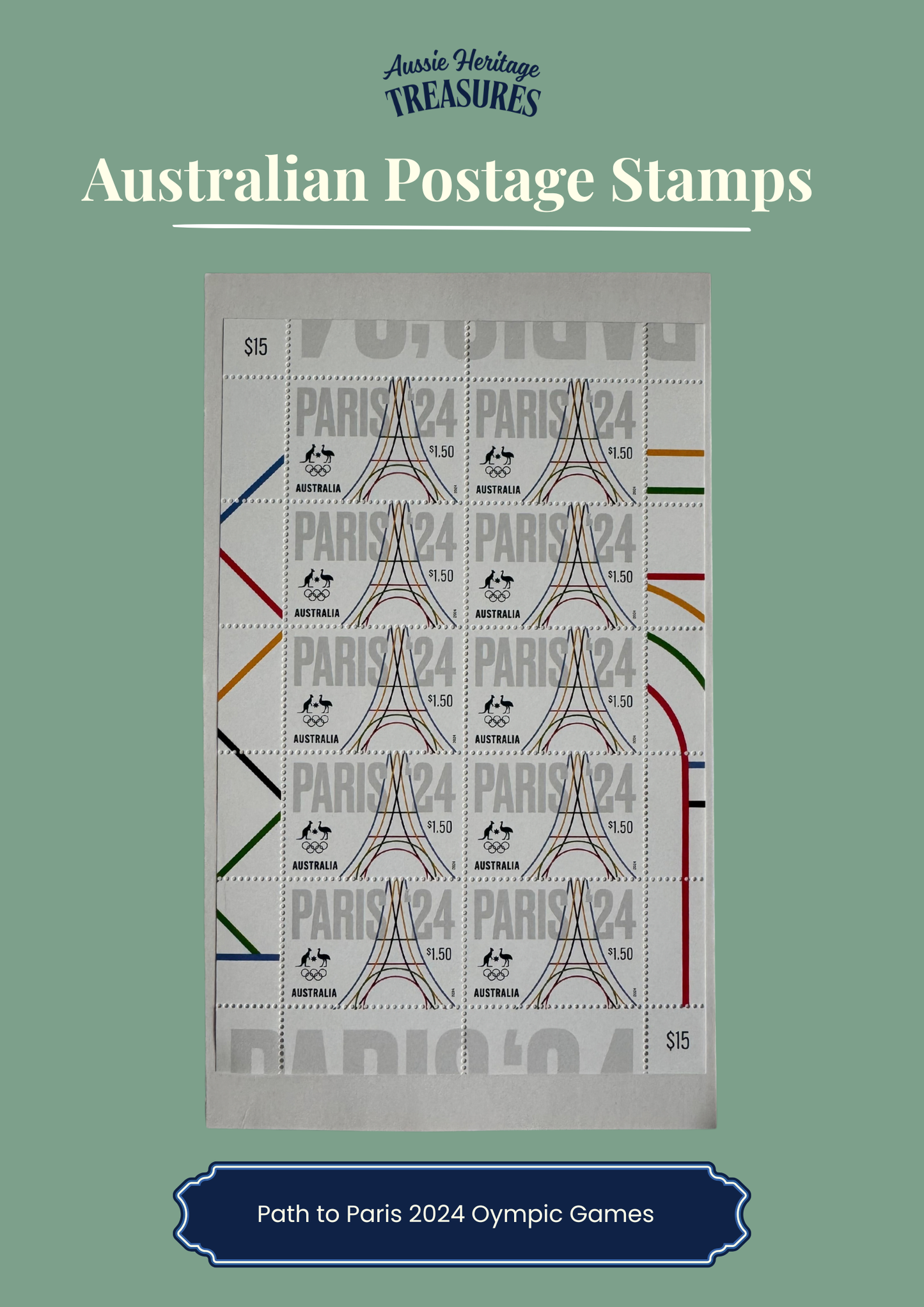Path to Paris 2024 Olympic Games Stamp Sheet