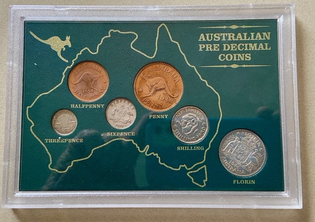 Australian Pre Decimal Coin Set In Sealed Display Case, Unopened
