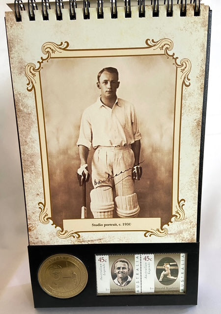 2008 $5 Coin Desk Stand celebrating SIR DONALD BRADMAN 100th Anniversary of his birth