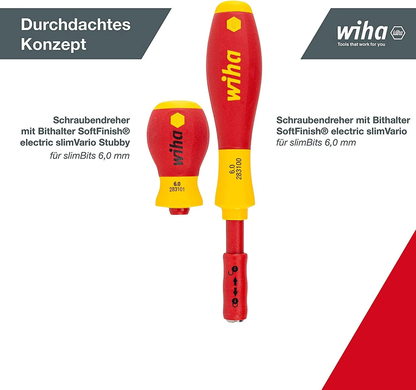 Wiha 41231 19 Pc SlimVario Standard & Stubby Interchangeable VDE Screwdriver Set