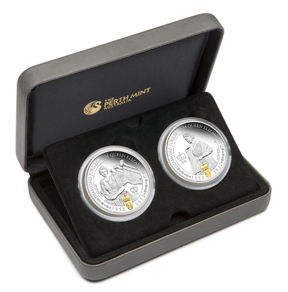 2012 Queen Elizabeth II – Diamond Jubilee 1oz Silver Proof Two-Coin Set
