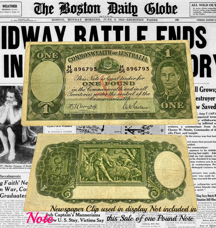 1942 Australian One Pound (£1) Banknote – Wartime Issue Post Free