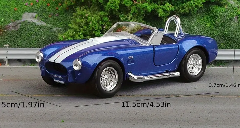 1965 Shelby Cobra Scale 1:36 Zinc Alloy Blue Vintage Replica Car