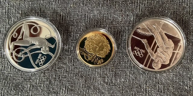 1995 Olympic Centennial (1896–1996) 3-Coin Proof 1 x Gold 2 x Silver Coins