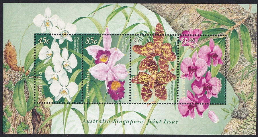 1998 Singapore - Australia - Joint issue orchids Stamp mini-sheet