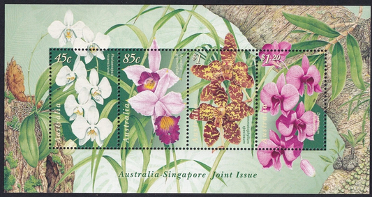 1998 Singapore - Australia - Joint issue orchids Stamp mini-sheet