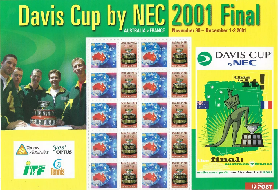 Australia 45c Souvenir Sheet Davis Cup 2001 tennis Final Australia V France