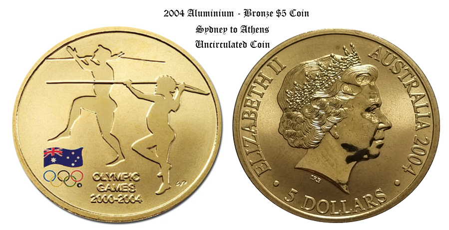 2004 $5 UNC Coin “The Journey Continues – Sydney to Athens” Free Post All Australia