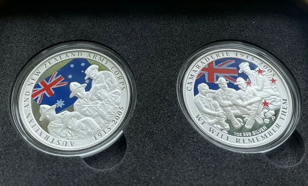 Australian & New Zealand Army Corps - 2005 1oz Silver Two coin Set ANZAC