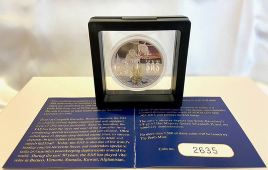 2007 SAS $1 Silver Australian Special Air Services 50th Anniversary.