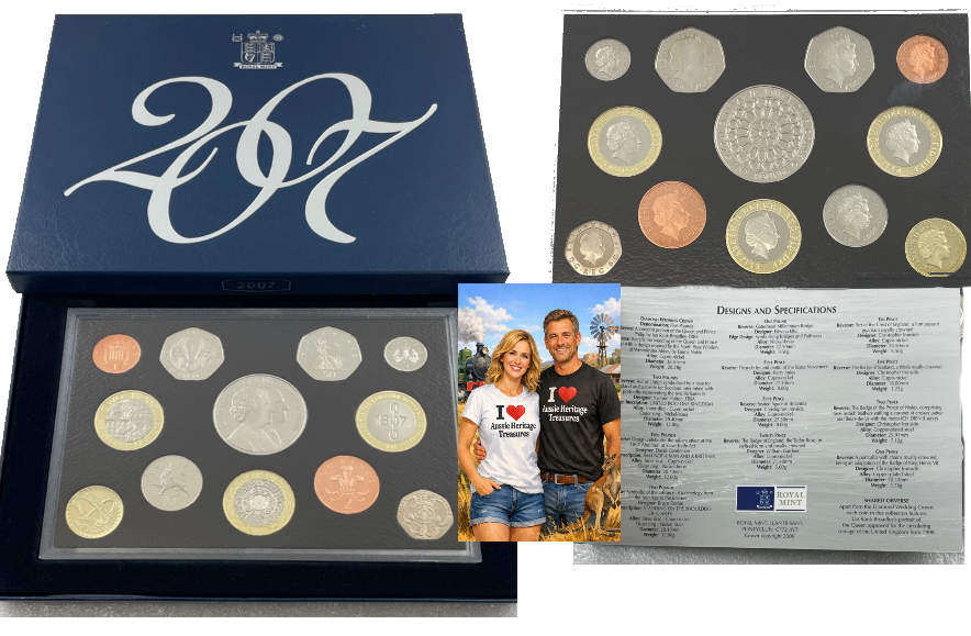 2007 United Kingdom Proof 12x Coin Collection Boxed