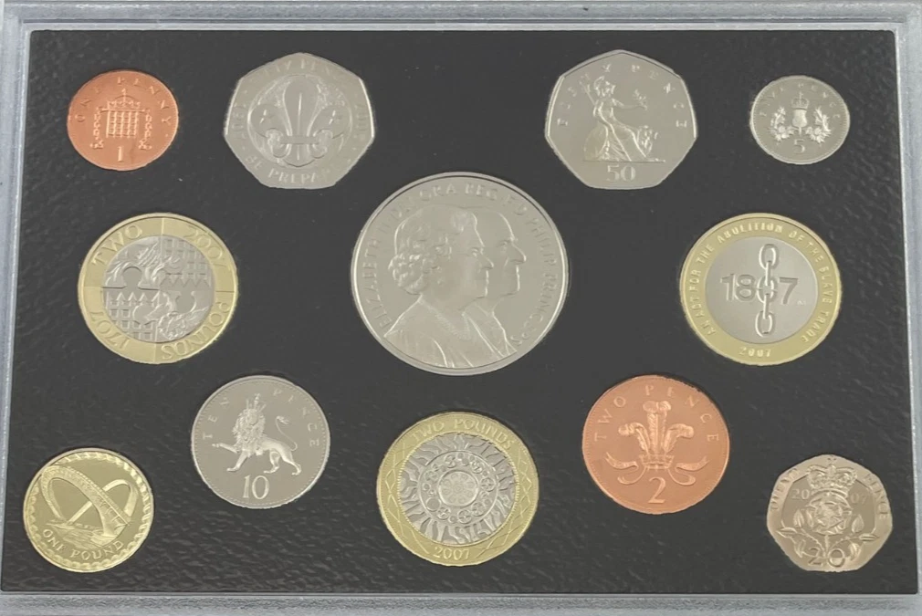 2007 United Kingdom Proof 12x Coin Collection Boxed