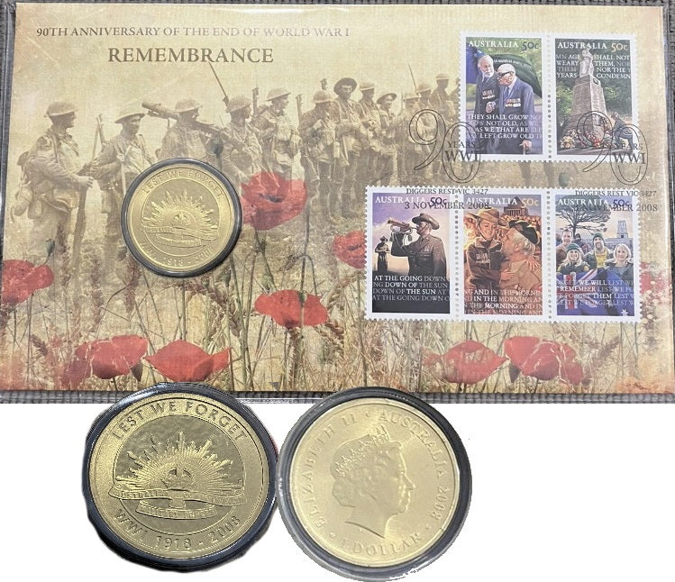 2008 $1 Coin 90 Anniversary End of World War I -PNC - Lest we Forget