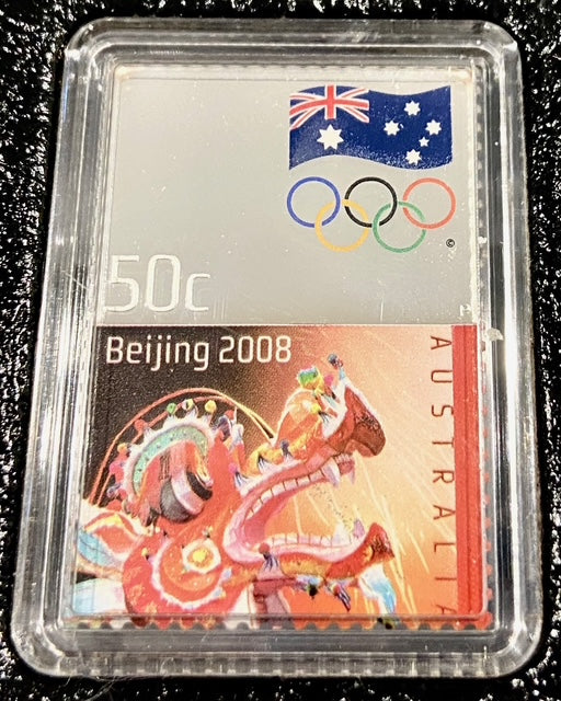 2008 Olympic Games Beijing 50c Stamp-Perth Mint 50c Coin – 99% Silver Coin