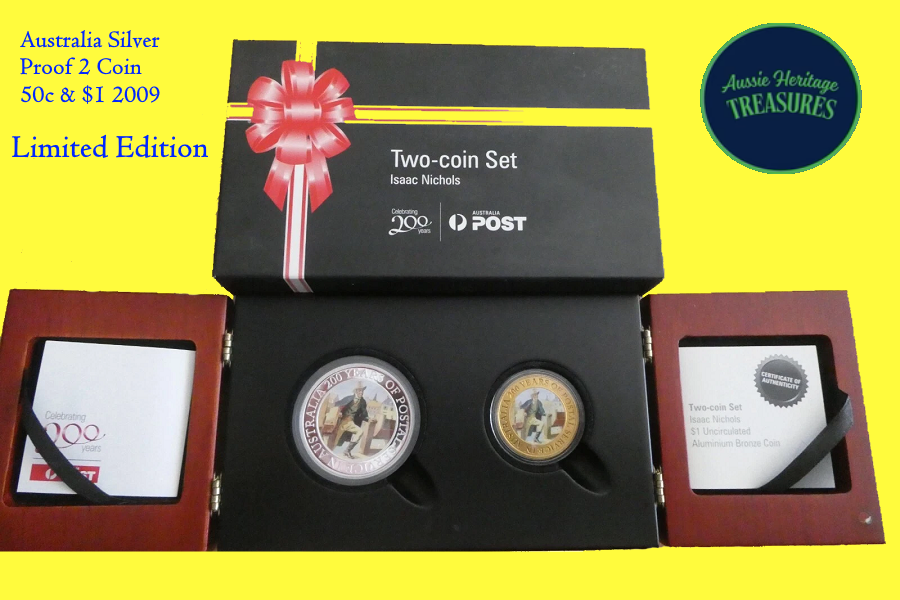 2009 Limited Edition Australia Isaac Nichols Two-Coin Set- 200Years Aust.Post