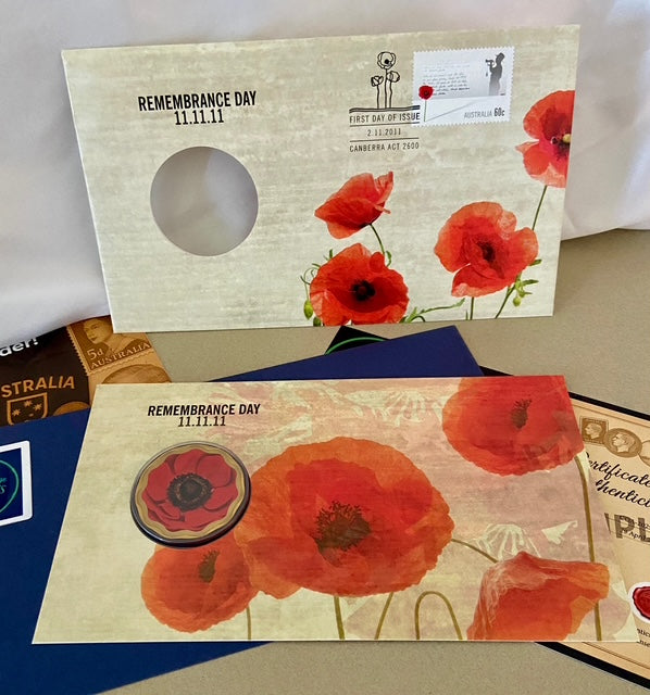 2011 $5 Remembrance Day Red Poppy Coin Cover PNC