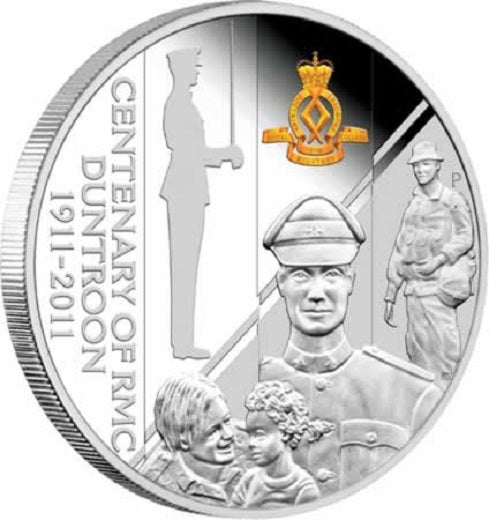 2011 Centenary of RMC Duntroon silver proof coin and badge