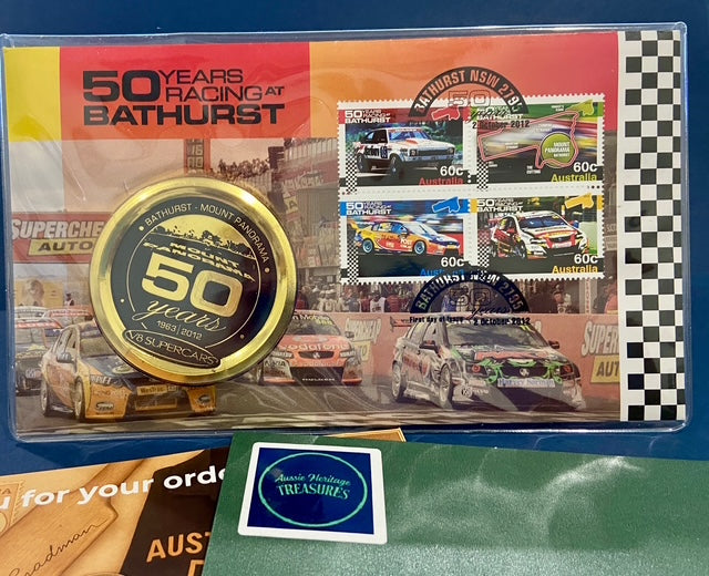 2012 50 Years Racing At Bathurst commemorative 1st Day Medallion Cover