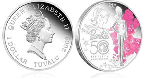 2009 Barbie 50th Anniversary $1 Coin - 1oz Pure Silver Proof Coin