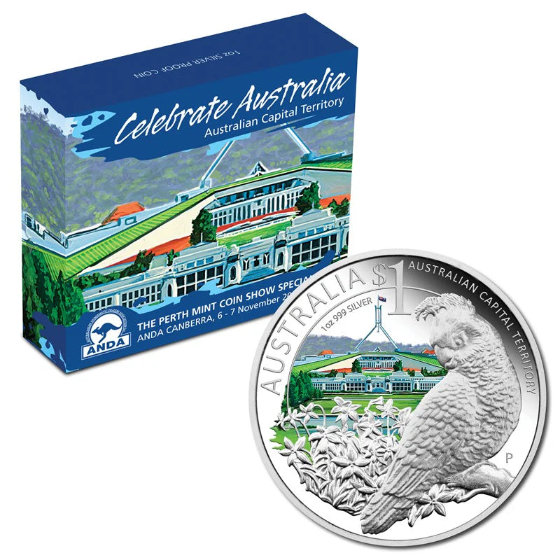 2010 Celebrate Australia – Canberra Cockatoo 1oz Silver Proof Dollar Coin