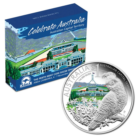 2010 Celebrate Australia – Canberra Cockatoo 1oz Silver Proof Dollar Coin