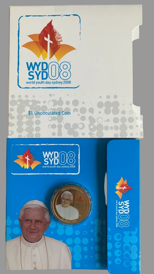 2008 $1 World Youth Day Sydney Uncirculated Coin in Folder