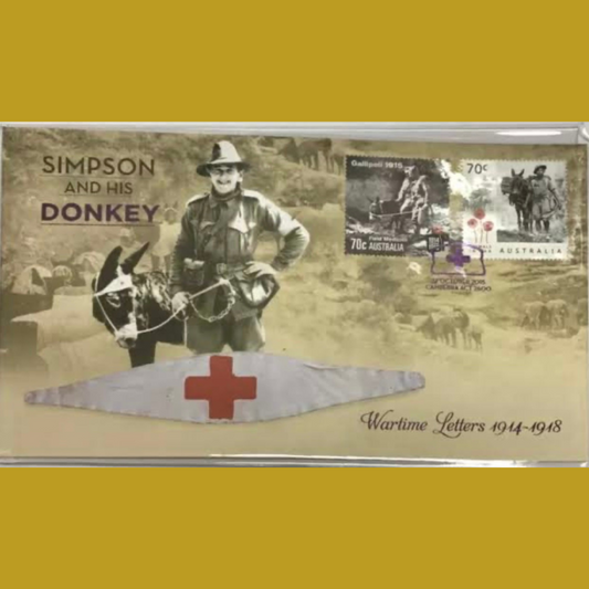 2015 Simpson & His Donkey – Wartime Letter 1914–1918 Prestige First Day Cover