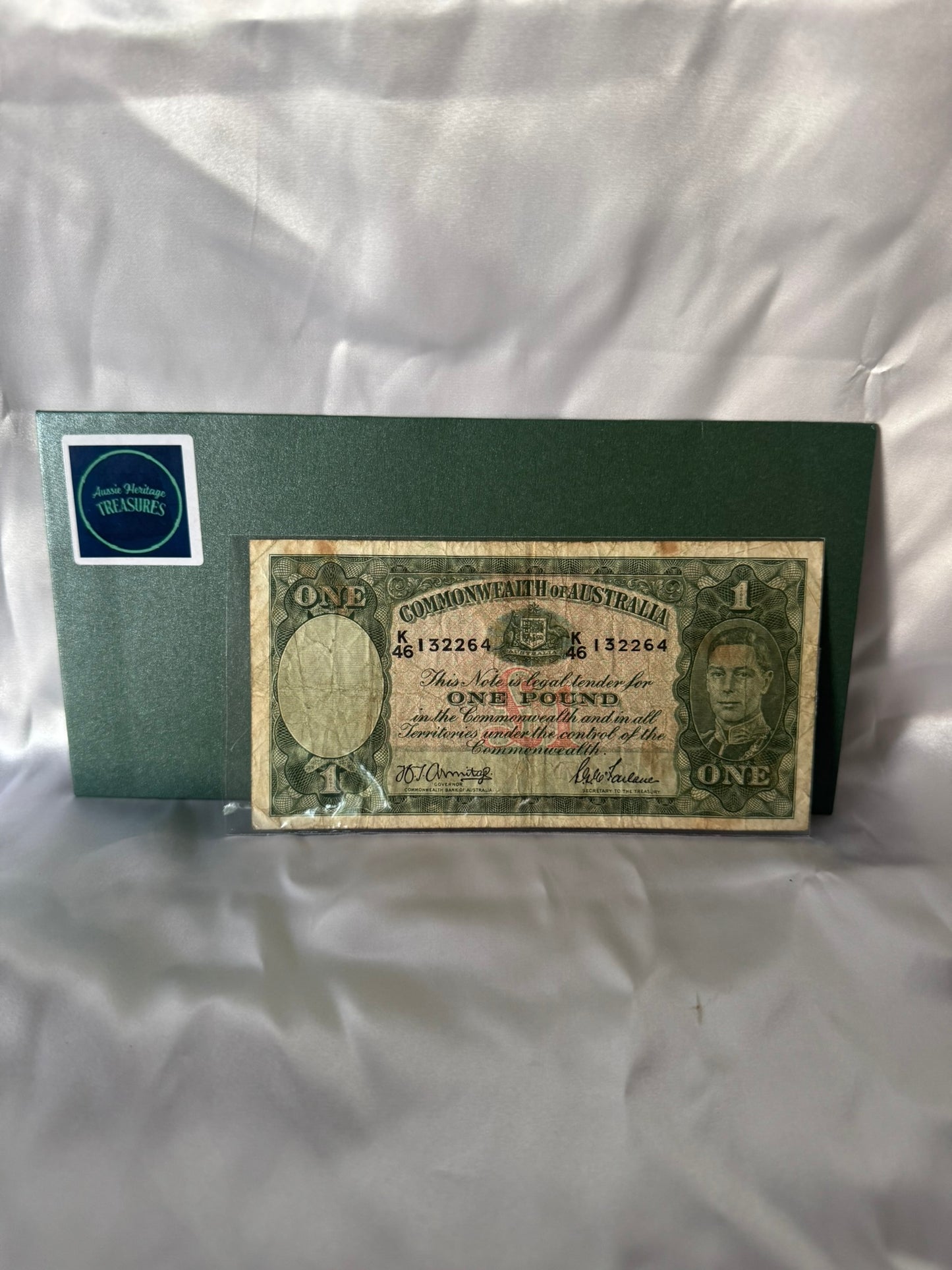 Commonwealth of Australian War Time Vintage One Pound Banknote 1942 – Very Good