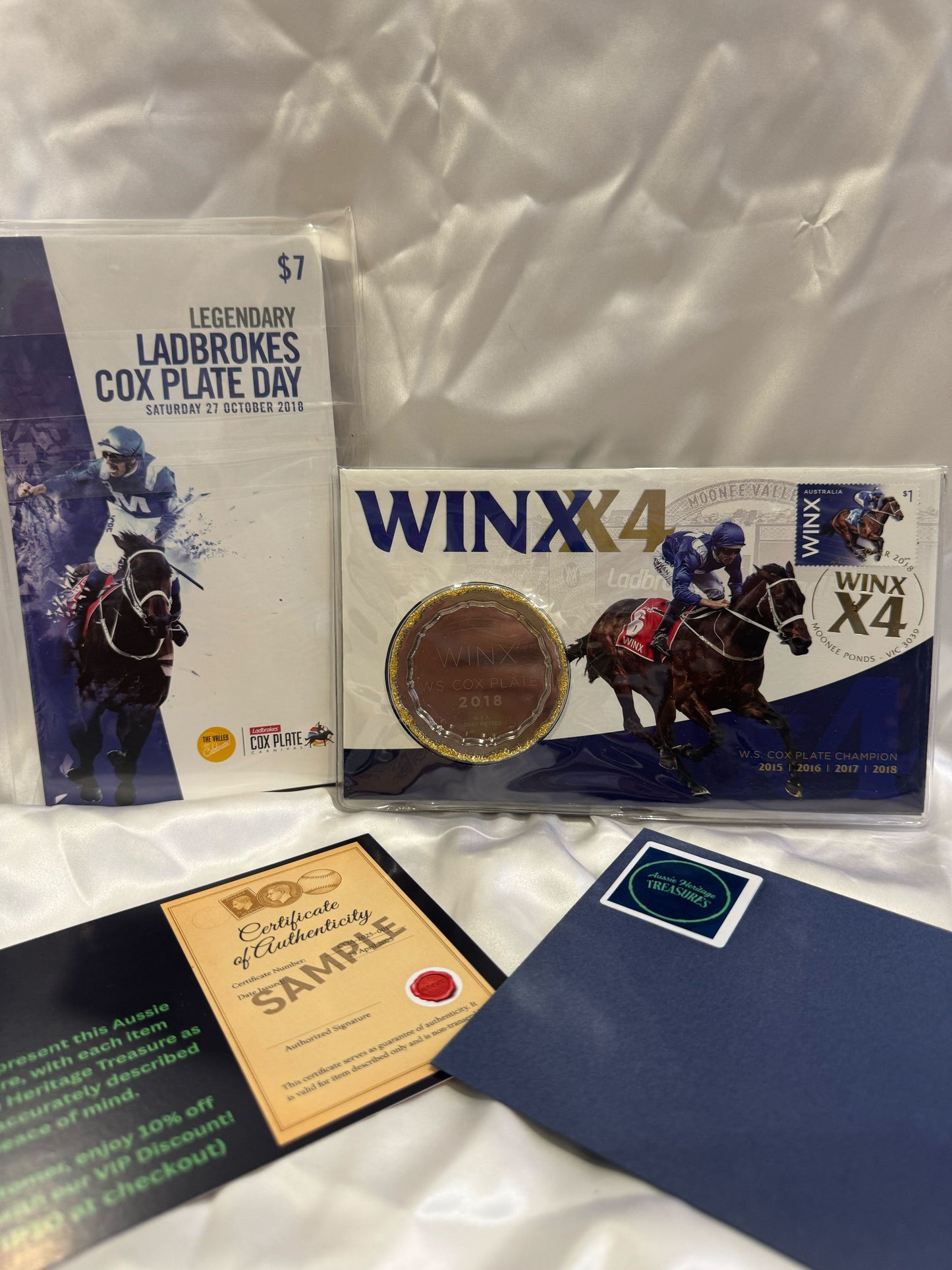 2018 WINX X4 W.S. Cox Plate Champion Medallion Cover PNC with Ladbrokes Race Day Booklet