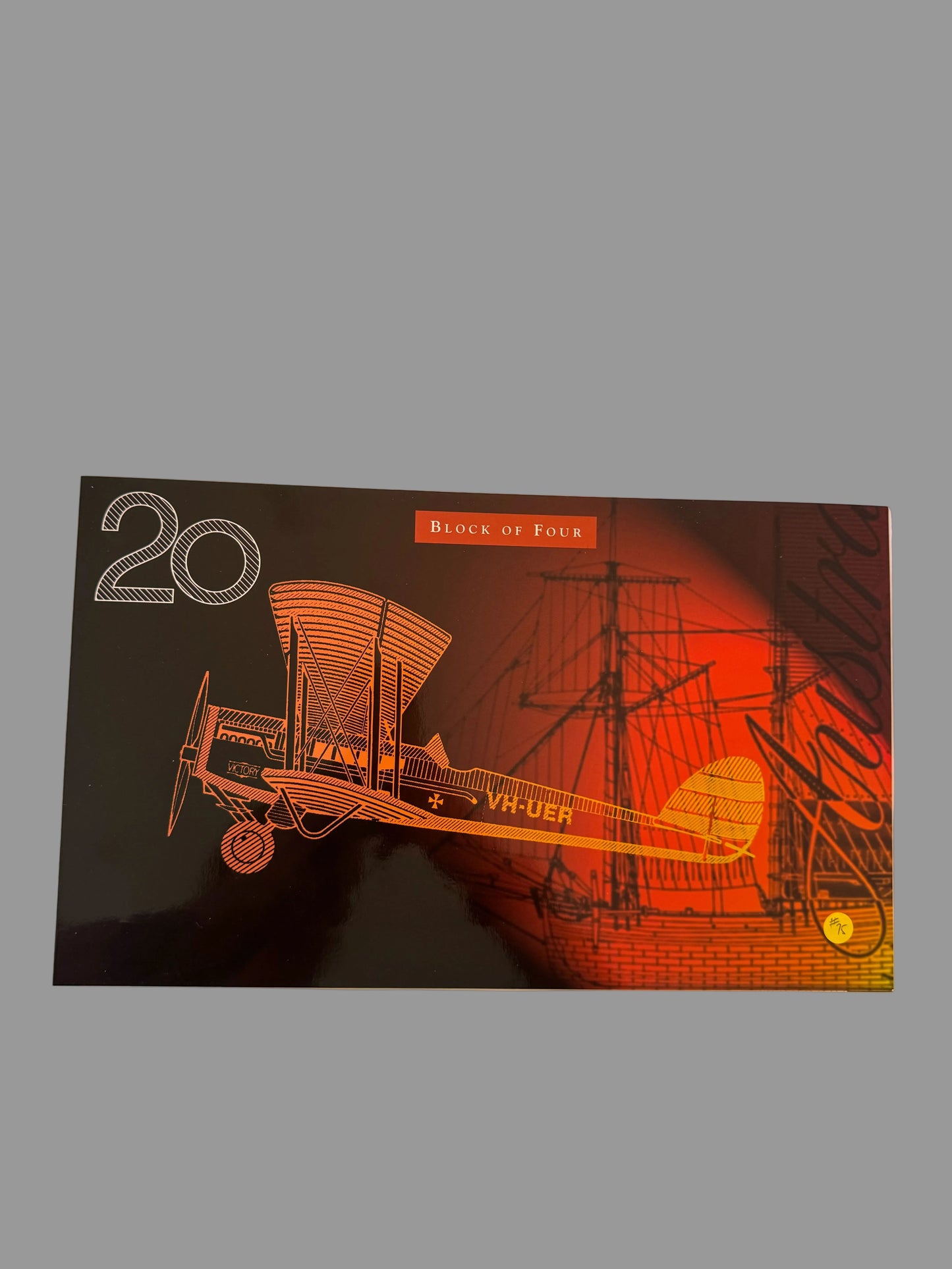 1998 Australia $20 Banknote – Uncut Block of Four (Red Serial)