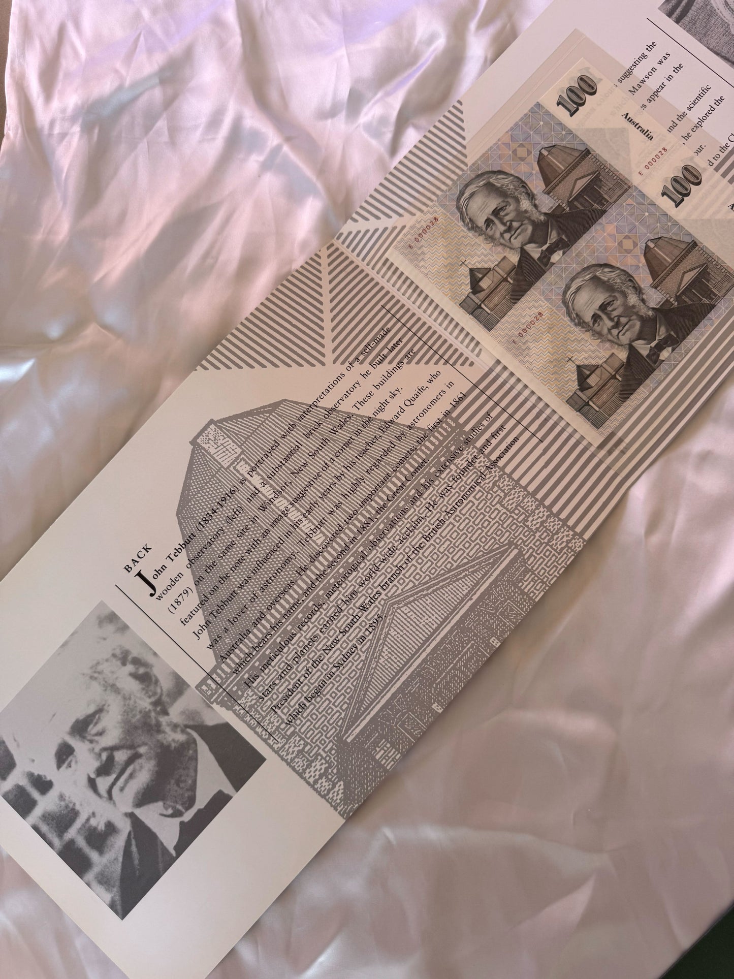 Australia $100 Uncut Vertical Pair – British Astronomical Association Centenary (1895–1995) – Issue No. 0028