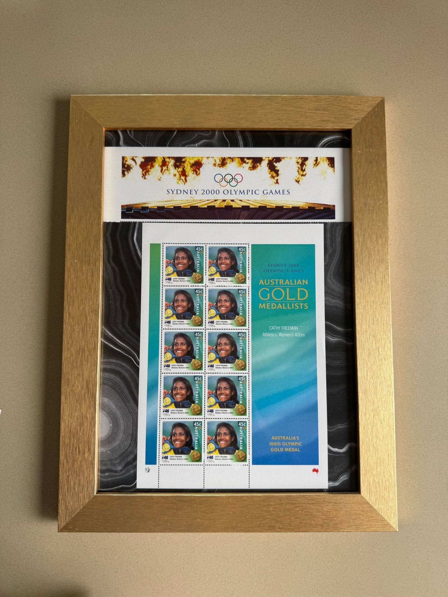 Sydney 2000 Olympic Games – Cathy Freeman Gold Medallist 400m MNH Sheetlet (Framed)