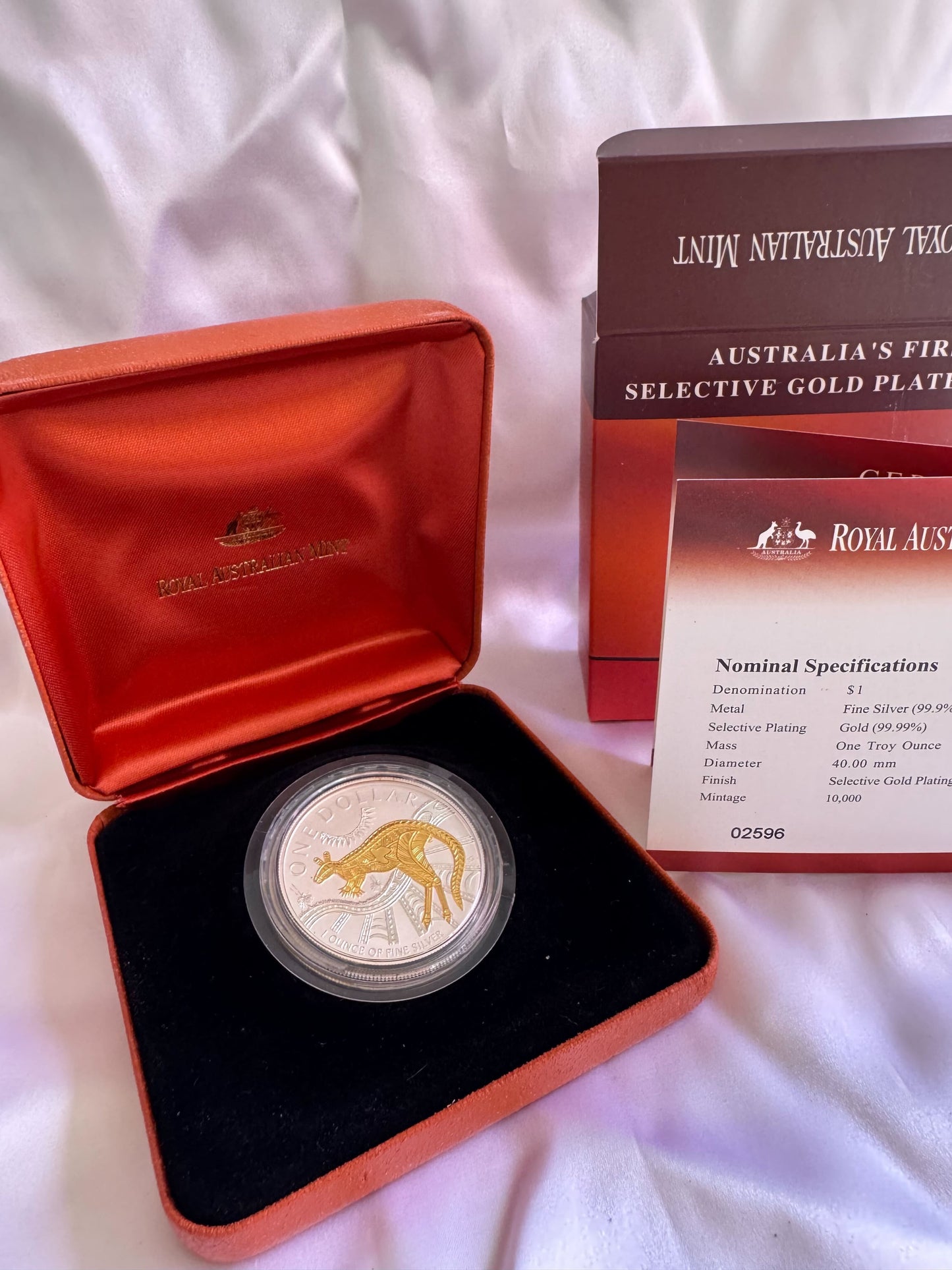 2003 Kangaroo Selectively Gold Plated 1oz Silver $1 Coin