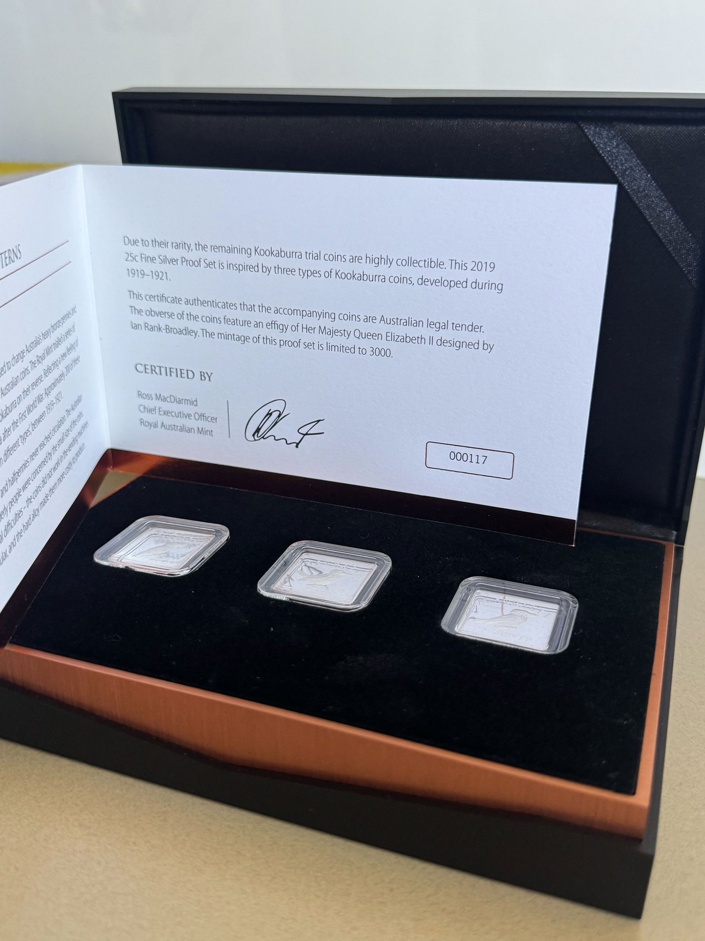2019 Square Kookaburra 25c Silver Proof Three Coin Set