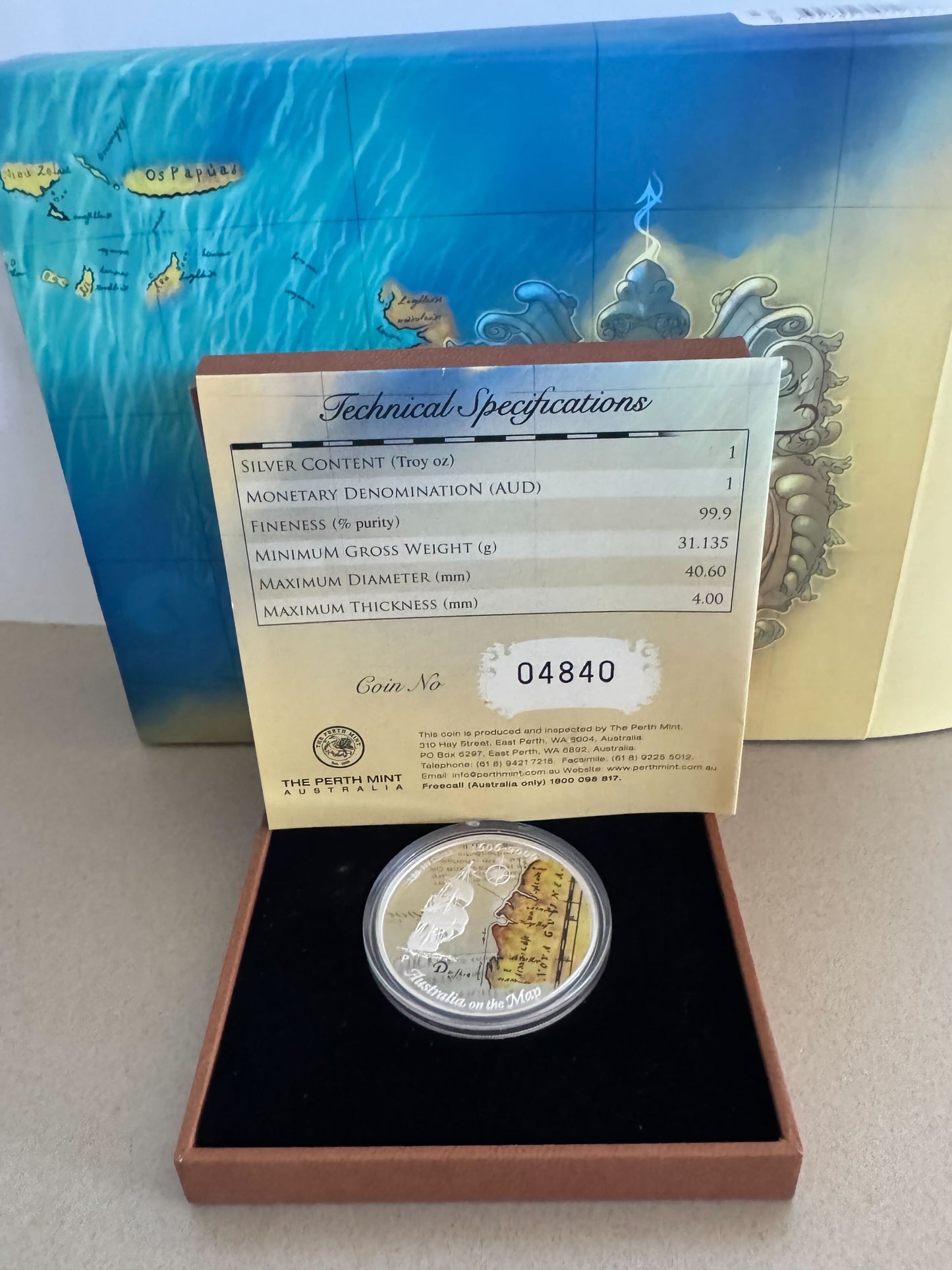 2006 “Australia on the Map” 1oz Silver Proof $1 Coin – Limited Edition No. 04840/10,000
