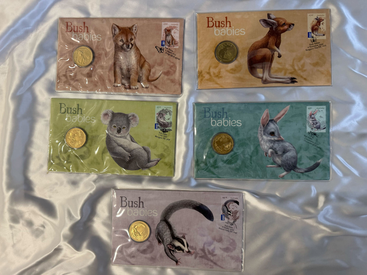 2011 Bush Babies Complete 5 PNC Coin Cover Set – Australian Wildlife Collection