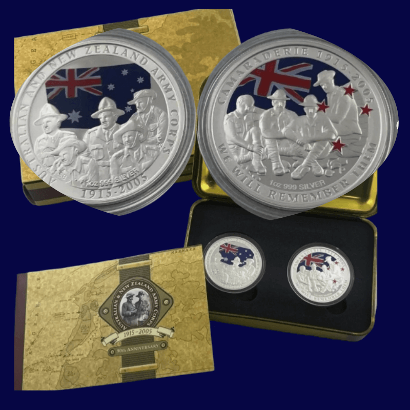 Australian & New Zealand Army Corps - 2005 1oz Silver Two coin Set ANZAC
