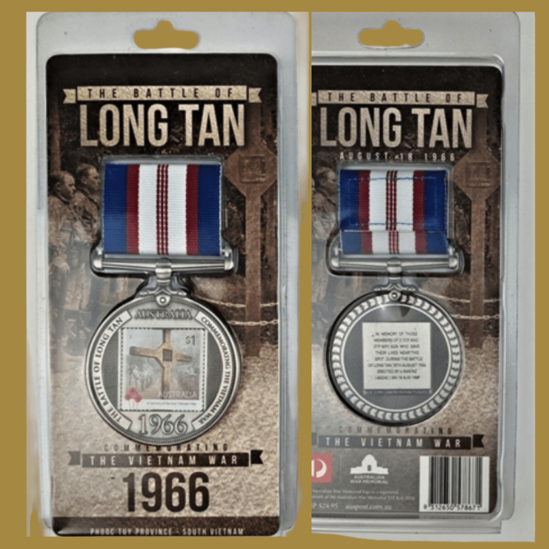 The battle of Long Tan -1966 Commemorating Vietnam War Medallion & Stamp