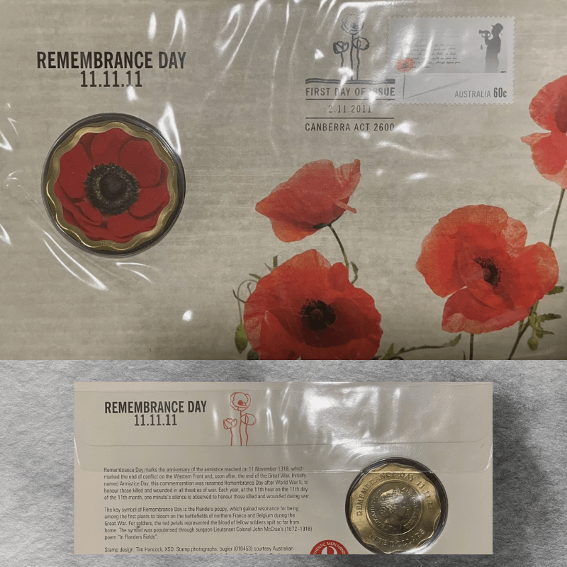 2011 $5 Remembrance Day Red Poppy Coin Cover PNC