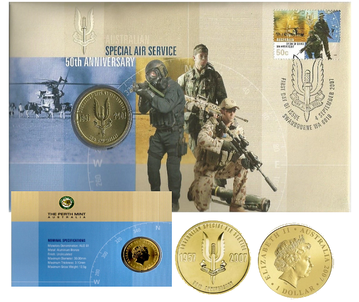 Australian SAS, 50th Anniversary 2007 Stamp & $1 Coin Cover!
