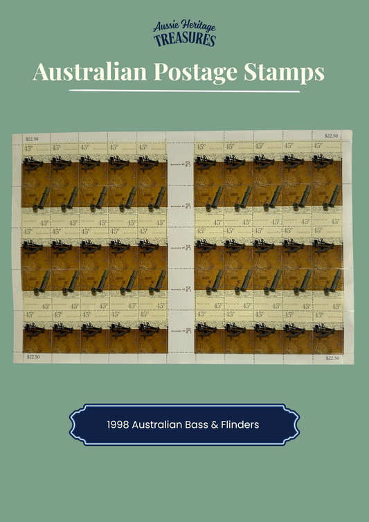 1998 45c Australian Bass & Flinders Stamps 2 x Full Stamp Sheets - 100 stamps